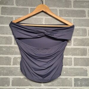 Lioness Womens Straples Corset Open Front Gray Stretch Top Size XL  NWOT